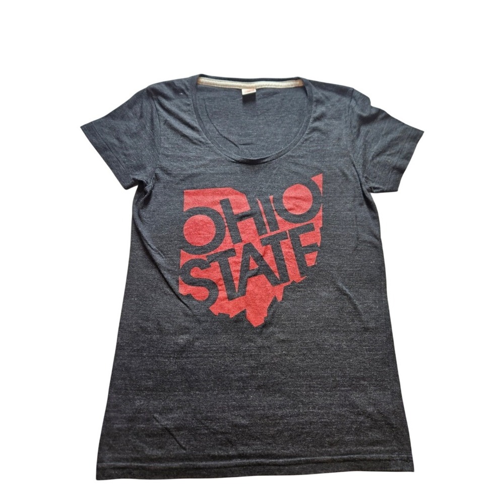 Homage Ohio State Buckeyes T-Shirt charcoal Heather Graphic Scoop Neck Small USA